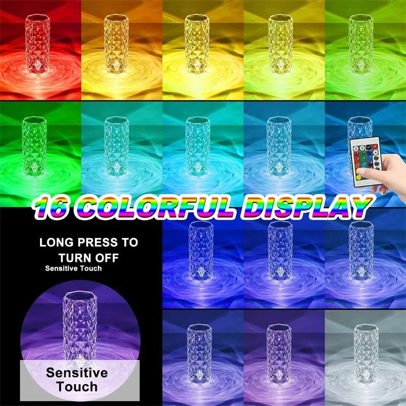 Crystal Table Lamp 16 Colors – Remote Control LED Night Light
