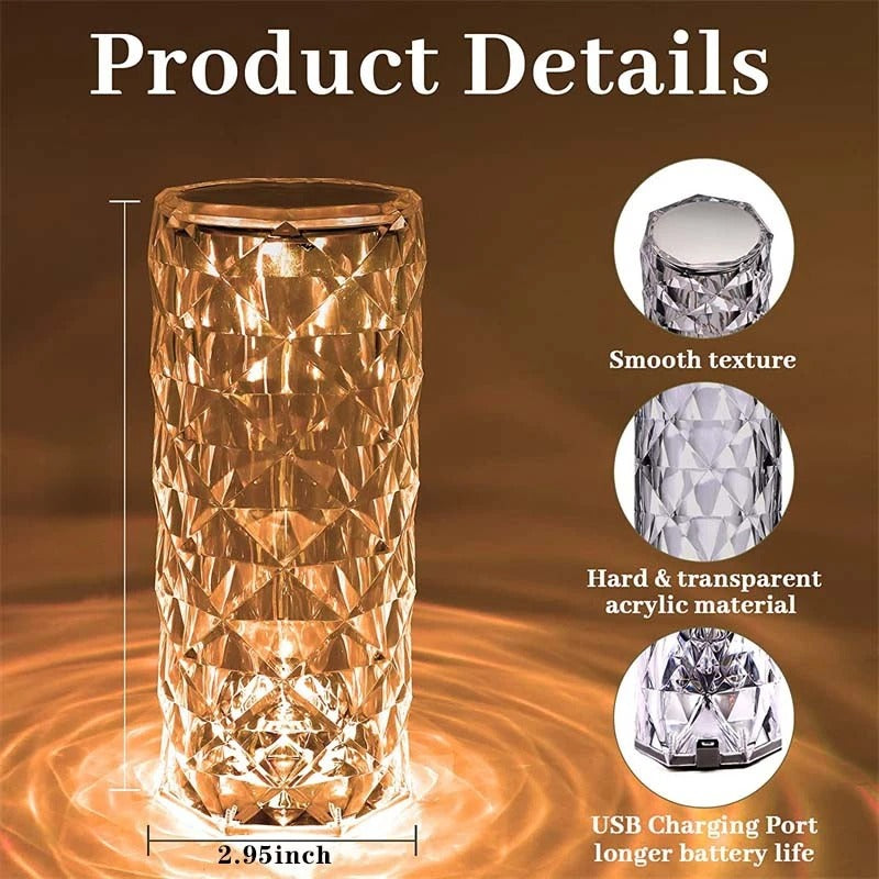 Crystal Table Lamp 16 Colors – Remote Control LED Night Light