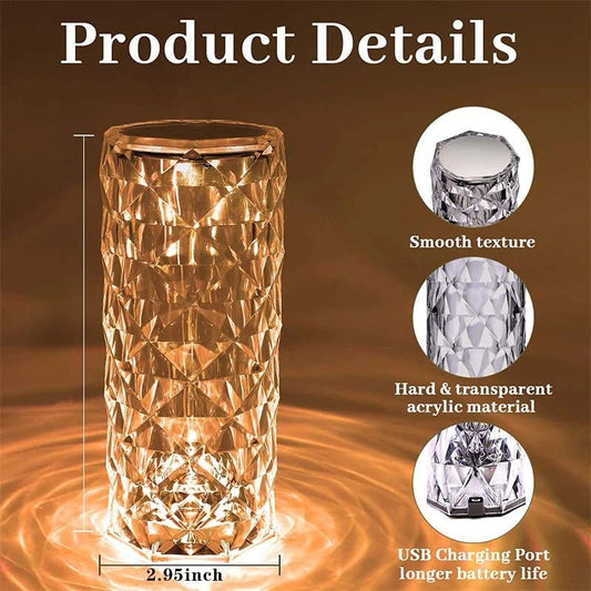 Crystal Table Lamp 16 Colors – Remote Control LED Night Light