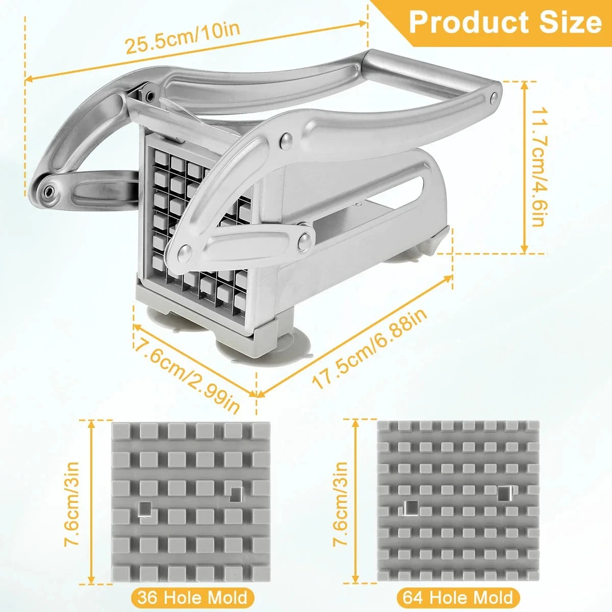 Stainless Steel French Fry Cutter – Potato Chopper Slicer
